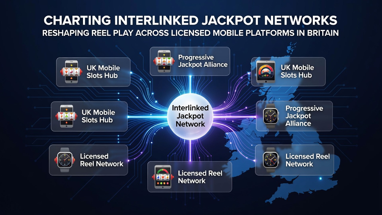 Mobile device displaying interlinked jackpot slots with live prize counters