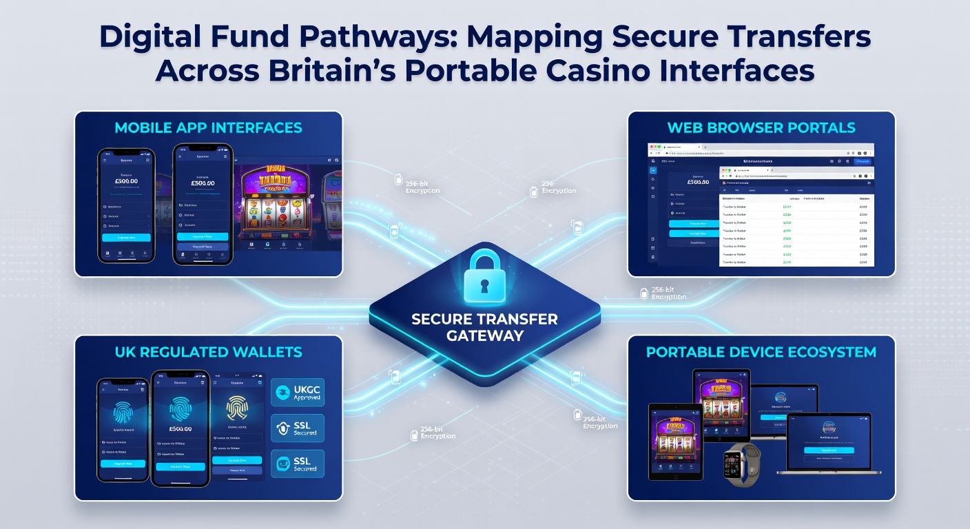 Diagram mapping secure transfer routes across mobile casino apps with icons for encryption and verification steps