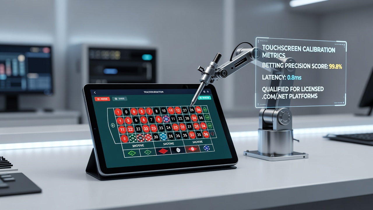 Mobile device screen showing roulette wheel and betting interface with calibration overlay indicators during active play