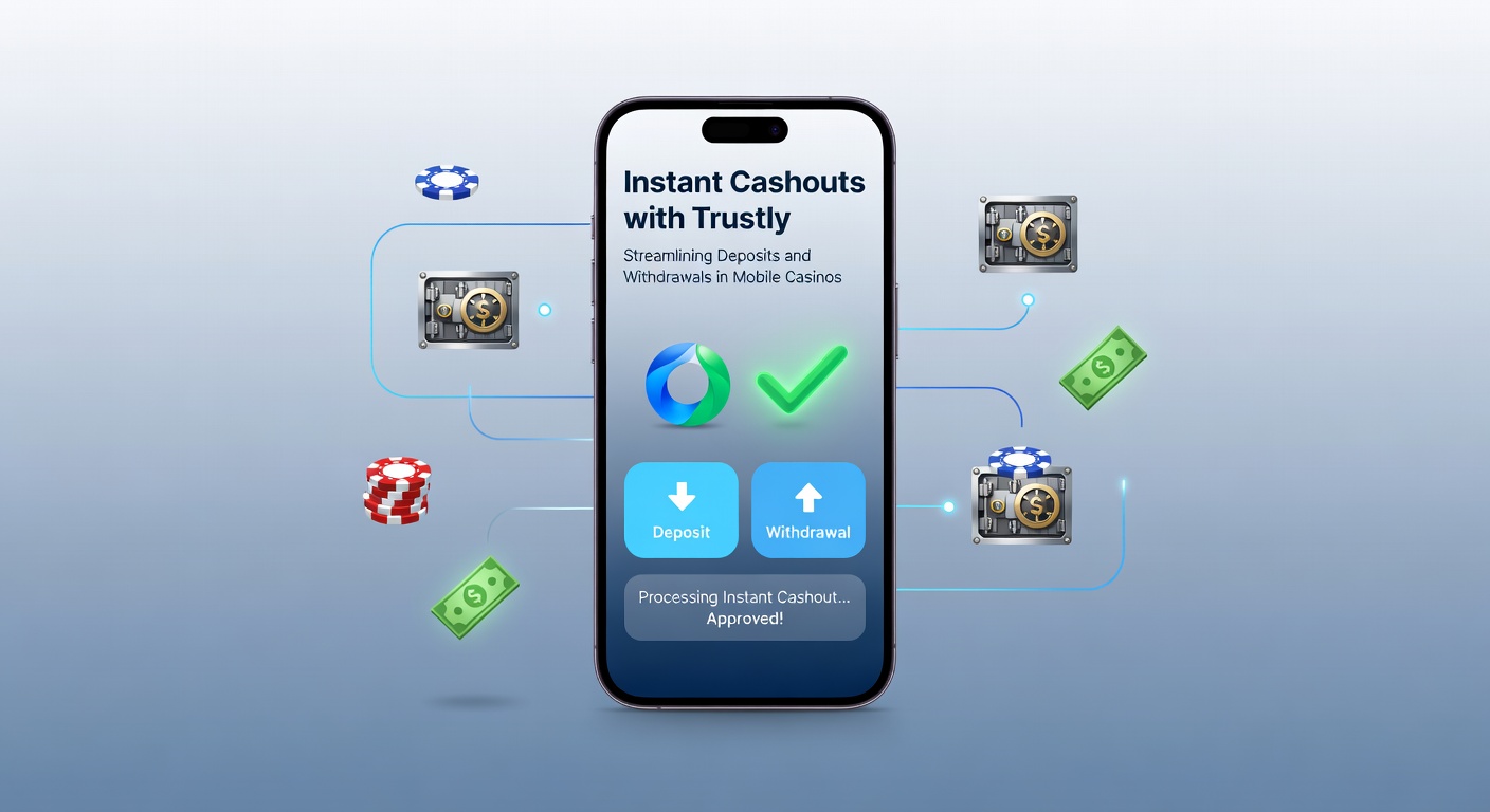Smartphone screen displaying a seamless Trustly cashout in a vibrant mobile casino app, highlighting instant transaction confirmation