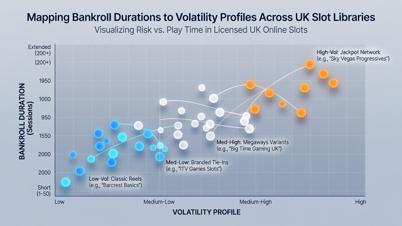 Chart illustrating bankroll duration curves mapped to different volatility profiles
