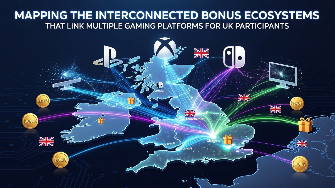 Diagram showing interconnected bonus networks linking UK gaming platforms and operators