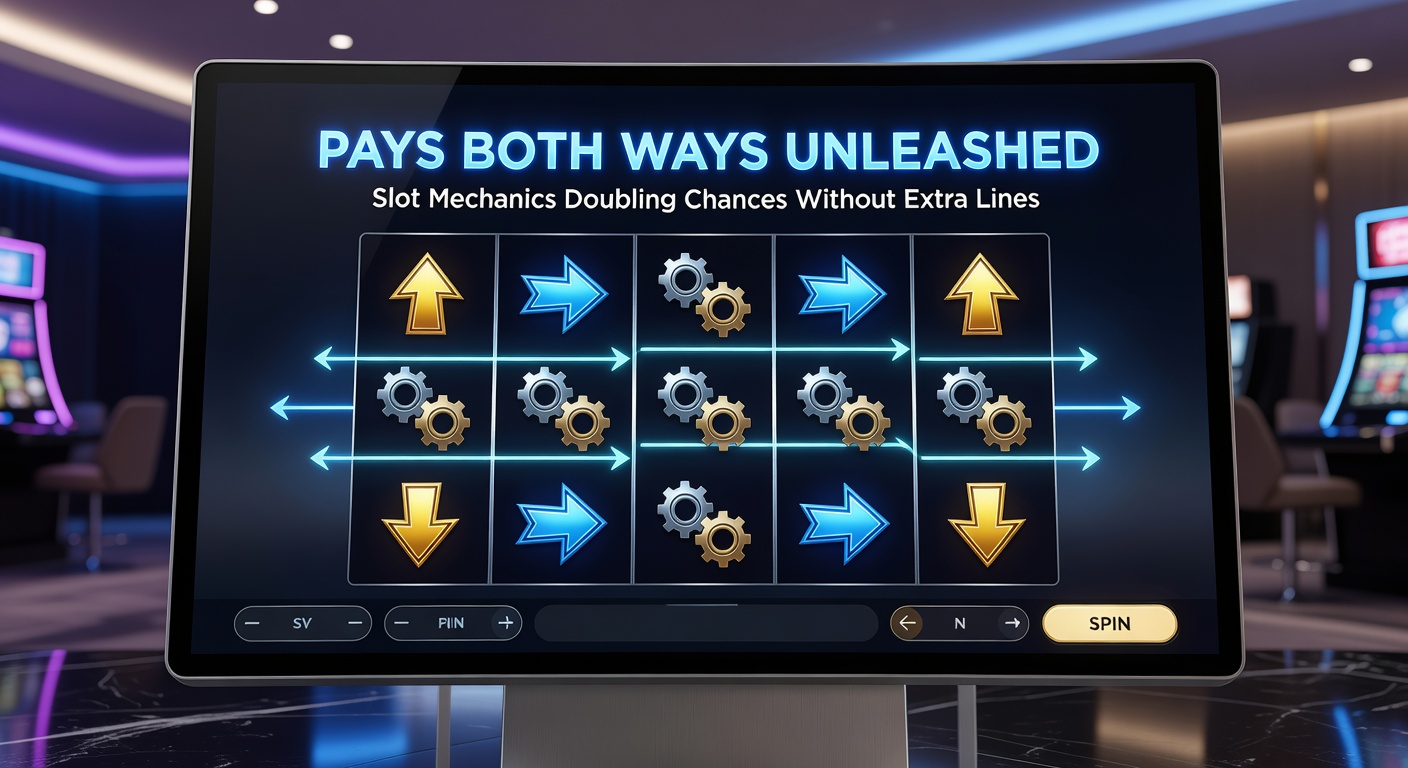 Close-up of a pays both ways slot interface showing dual-direction paylines lighting up during a big win, with gems and stars aligning from both ends