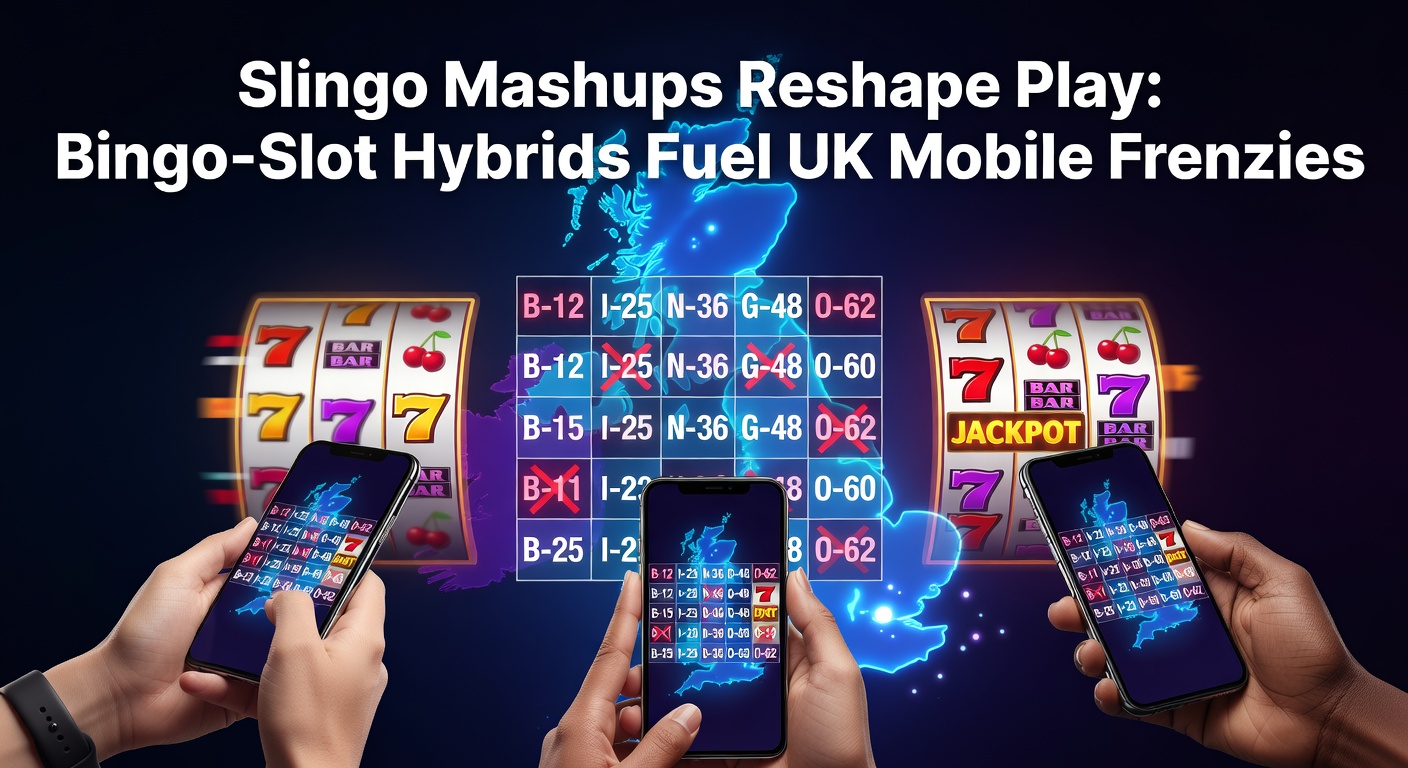 Vibrant Slingo game screen showing bingo card and slot reels in action on a mobile device, capturing the hybrid excitement