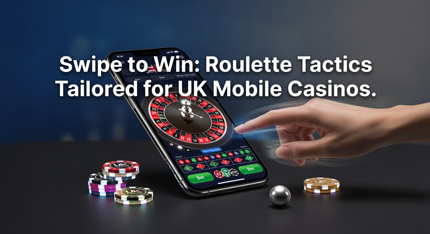 Vibrant mobile roulette wheel spinning on a smartphone screen, highlighting swipe gesture overlays for quick betting in UK casino apps