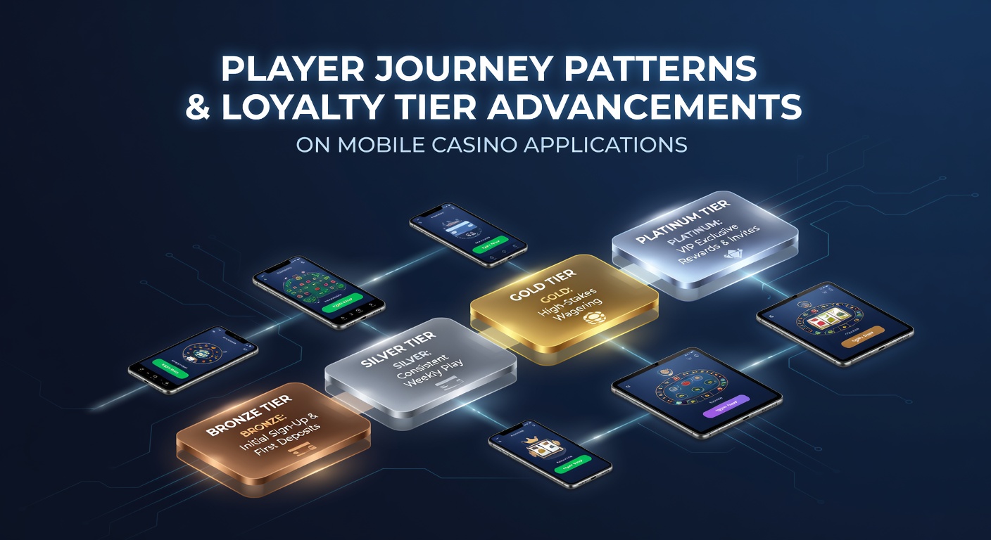 Mobile casino app interface showing loyalty tier progression dashboard with player statistics