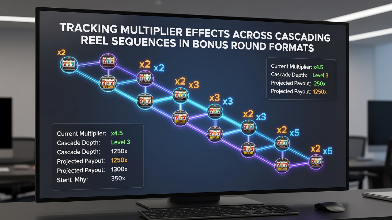 Screenshot of a slot bonus round interface displaying active multiplier tracker during cascading reels